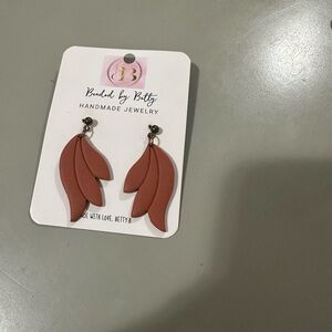 Rust leaf handmade earrings
